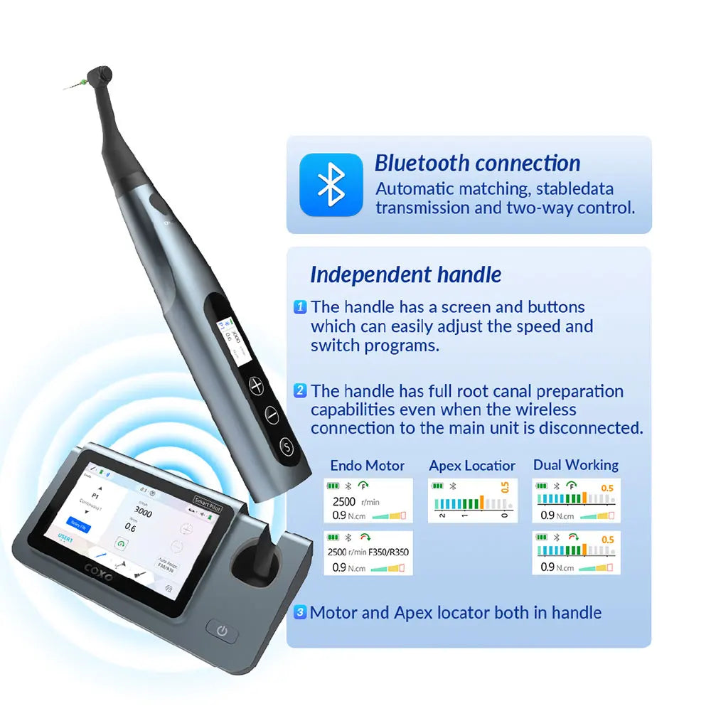 COXO C-SMART-i PILOT Dental Endo motors Large-size Color LCD 5 in 1 Functionality Contactless Super Mini Head charging