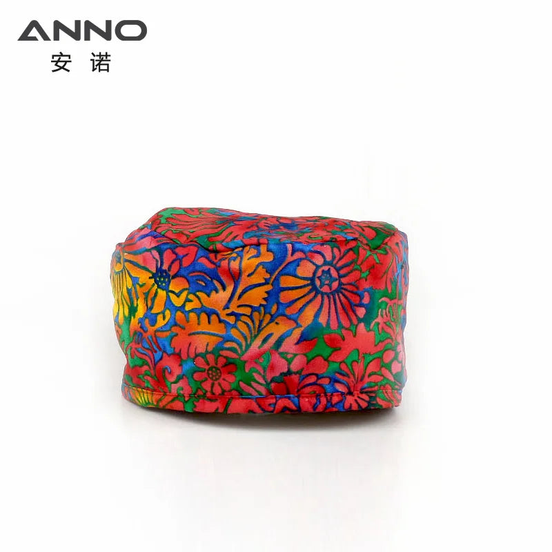 ANNO Disposable Cotton Caps Women Man Hat Clinic Hospital Doctor Nurse Work Hat Bouffant Printing Nursing Cap with Sweatband 01C-B01
