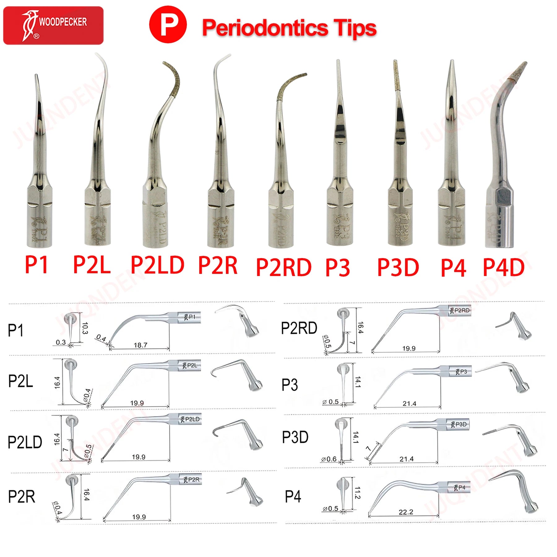 Woodpecker Dental Ultrasonic Scaler Piezo Build In UDS N2/N3 Scaler Tips For Teeth Scaling Endodontics Periodontics Fit EMS
