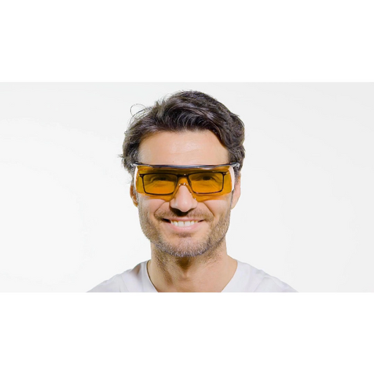 Evolution Orange Protective Eyeglasses | UV400 & Blue Light Protection | Lightweight Anti-Fog & Anti-Scratch Safety Eyewear | Euronda Monoart
