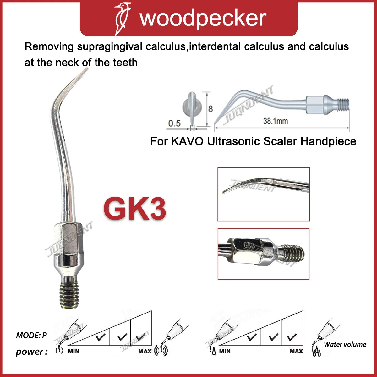 Woodpecker Dental Ultrasonic Scaler Tips Scaling Tip Fit KAVO SONICflex Dentistry Air Scaler Handpiece Dental Instrument GK1 GK2 GK3