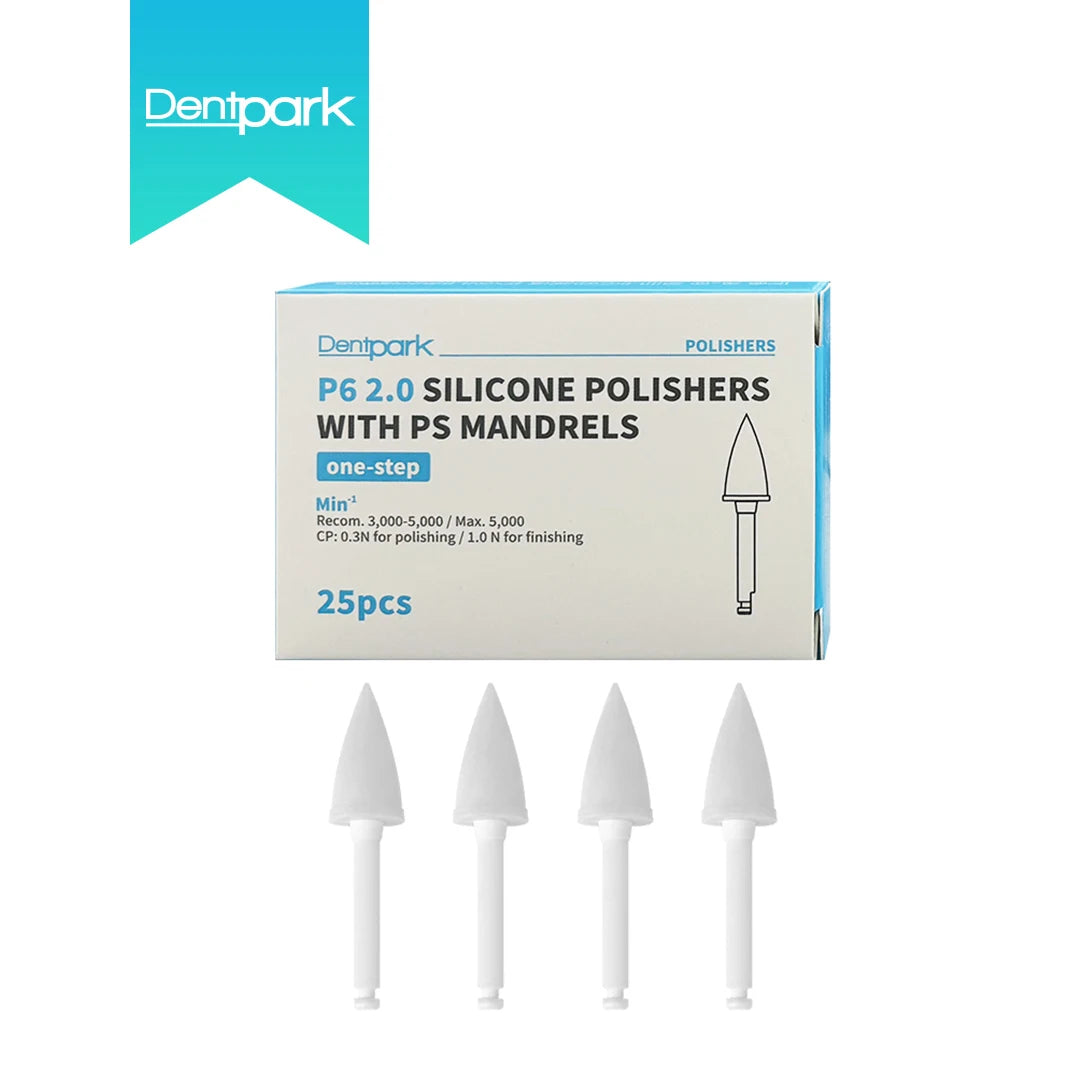 Dentpark 25PCS Dental Composite Resin Polishers P6 One-step Finishing System Points Low-speed Tool with PS or Metal RA Mandrel