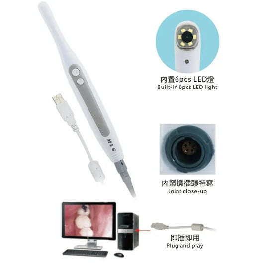 Dental Imaging Device MLG Cf-689 USB Oral Observation USB 2.0 Sony CCD Intraoral Camera Monitor - 2mp, 1920x1080, Plug & Play