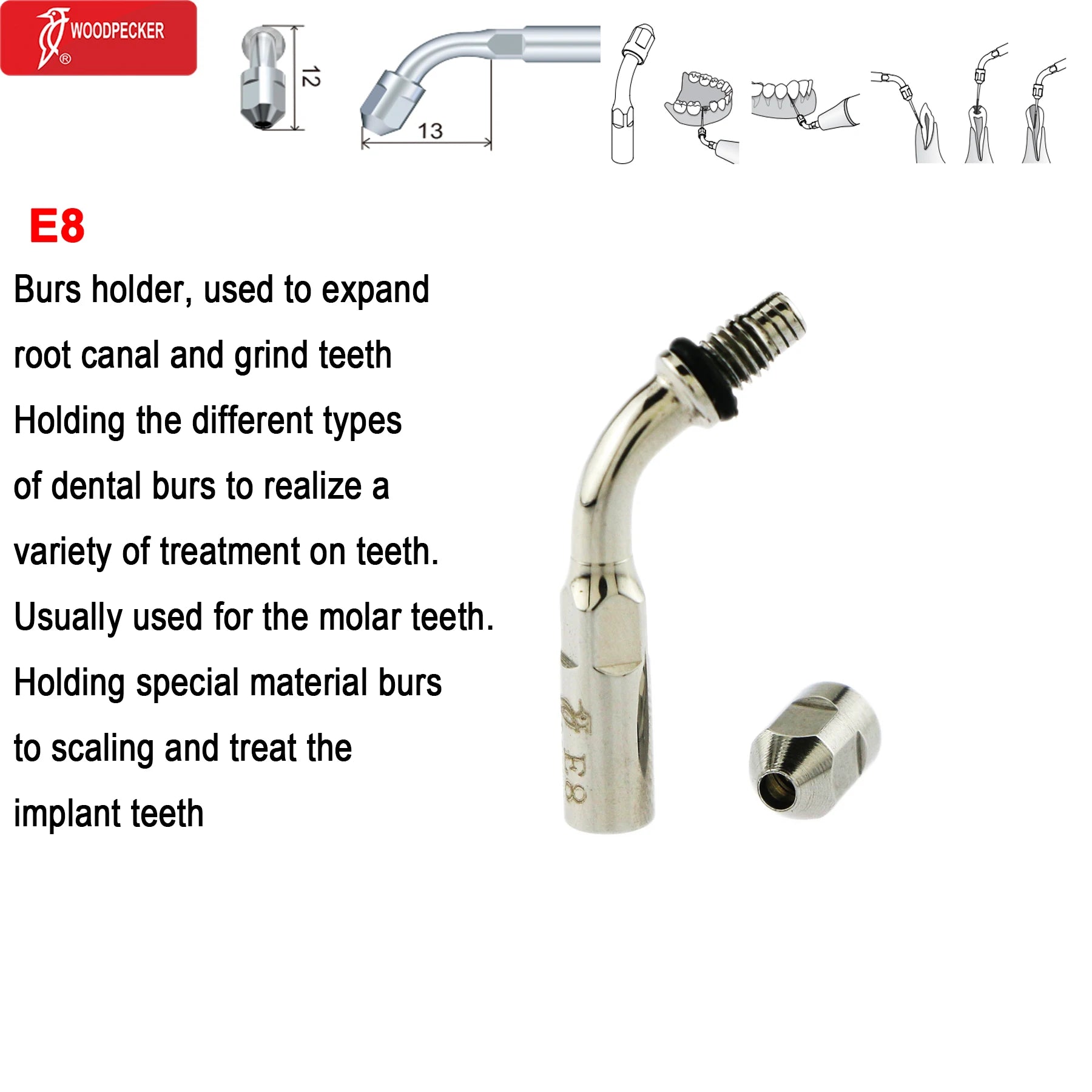 Original Woodpecker Dental Ultrasonic Scaler Tips Dentistry Ultrasound Tip P E G SB For Teeth Cleaning Dental Products Fit EMS E8