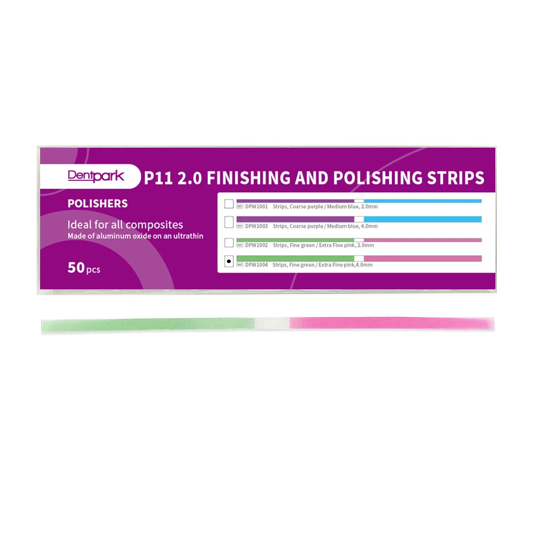 Dentpark 50pcs Dental finishing and Polishing Strips With Central Blank for composite and natural teeth NO grit stripping off Fine Extra Fine4.0mm