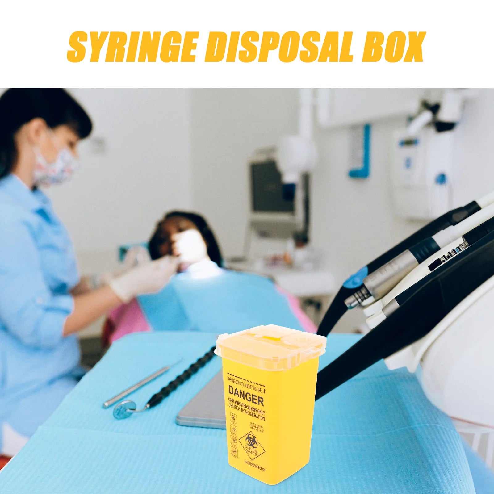 Yellow Sharps Container 10 Inch Medical Waste Bucket Compact Design Multipurpose Storage Health Care Syringe Disposal Box Needle