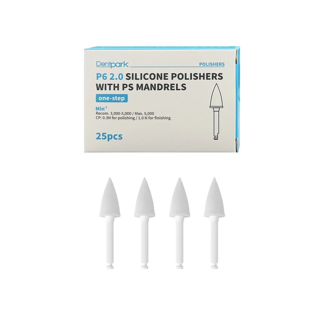 Dentpark 25PCS Dental Composite Resin Polishers P6 One-step Finishing System Points Low-speed Tool with PS or Metal RA Mandrel 2.0 with ps mandrel