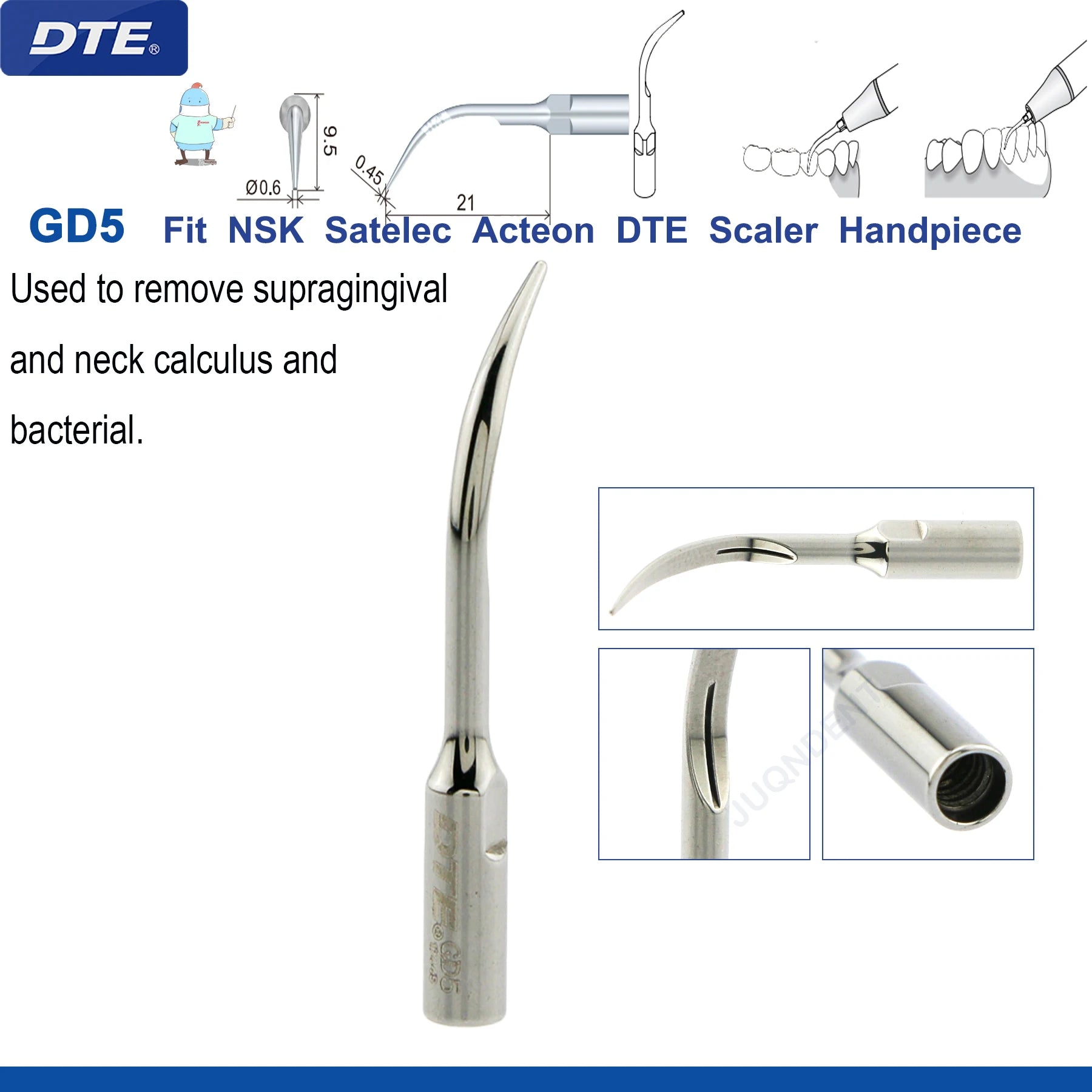 Original Woodpecker DTE Dental Scaler Tips Ultrasonic Scaling Tip G1-G8 GD1-GD8 For teeth cleaning Fit EMS NSK Satelec Acteon GD5-1pc