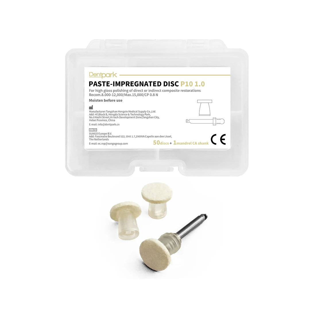 Dental Polishing Discs P10 50PCS & 1Mandrel for Anterior Composite Restoration, No-Scratch Felt Wheel Pre-impregnated Abrasive