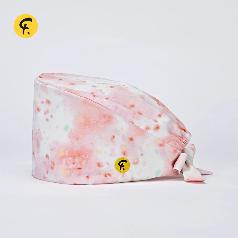 100% Cotton Medical Scrub Caps Women Men Dentist Hospital Doctor Work Surgical Hats Nursing Head Dress Carton Print FRH01-X111