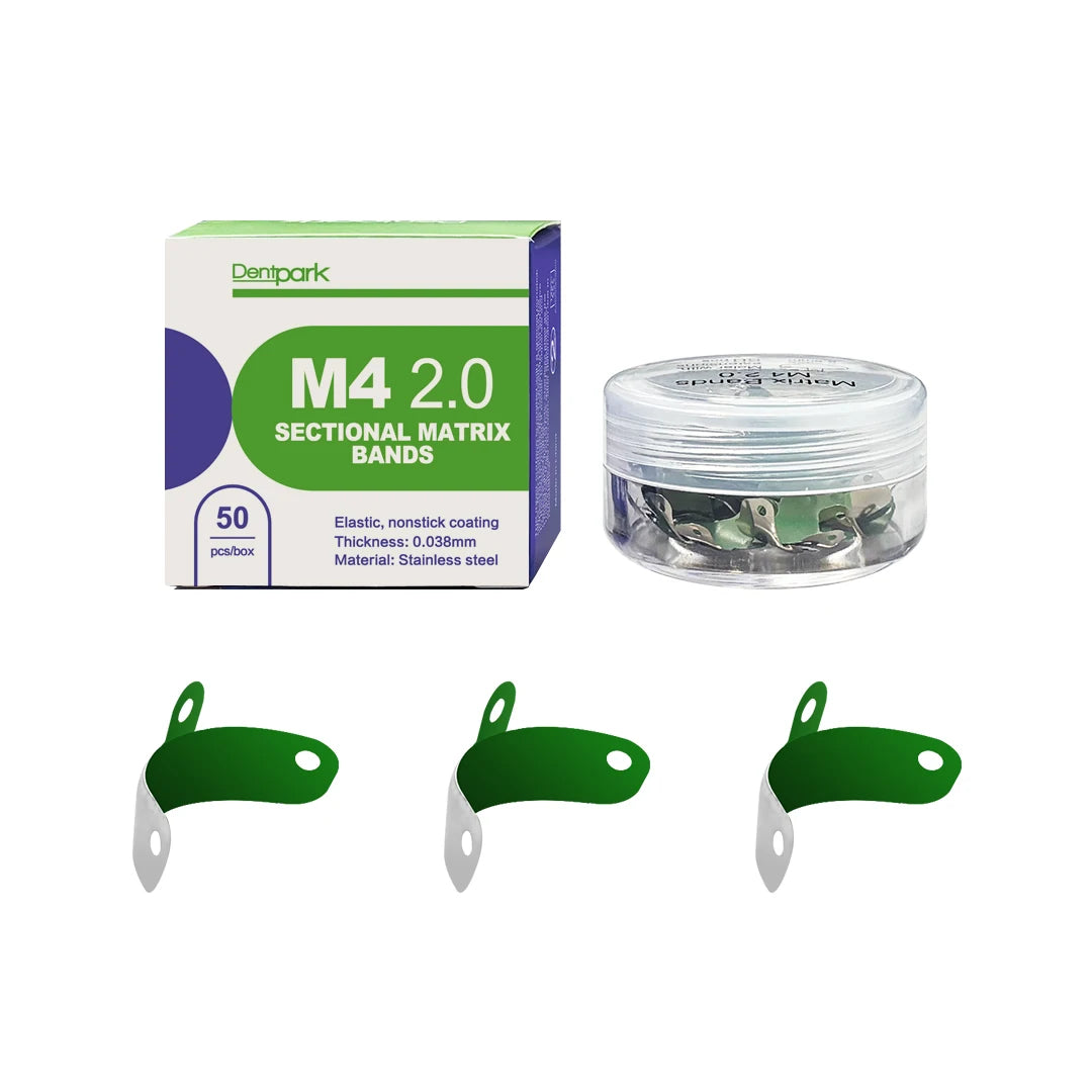 Dentpark/50pcs Dental Sectional Matrix Bands M4 2.0 with Non-Stick coating and elastic stainless material Contoured Matrices medium