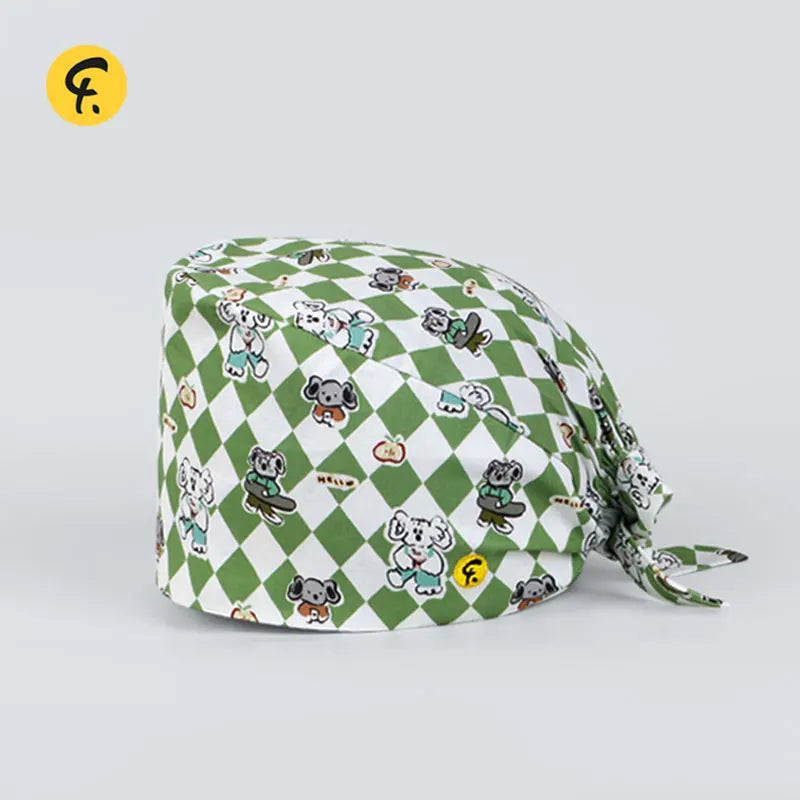 100% Cotton Scrub Caps Wth Sweatband Unisex Dentist Hospital Doctor Work Surgical Hats Man Women Carton Print Nursing Head Dress FRH01-X145