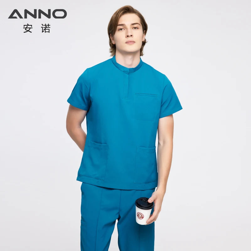 ANNO Cool Fabric Medical Scrubs Set Summer Nurse Uniform Hospital Sanitary Doctor Suit Antibacteria Antistatic Wrinkle Free