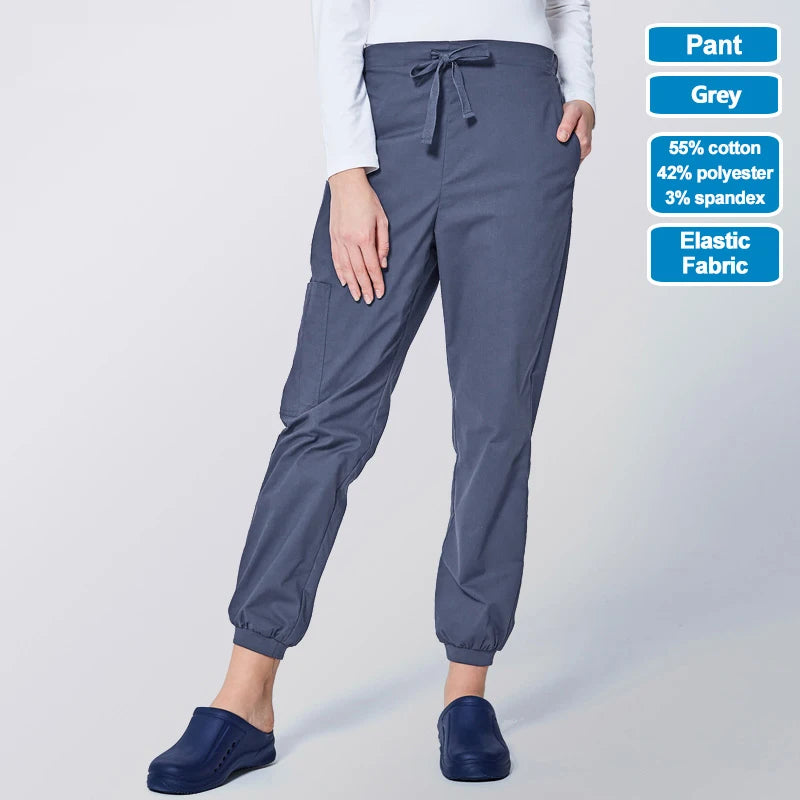 ANNO Work Trousers Doctor Nurse Uniform Bottoms Elastic Cuffs Dental Medical Clothing Scrub Nursing Pencil Jogger Pants T-3