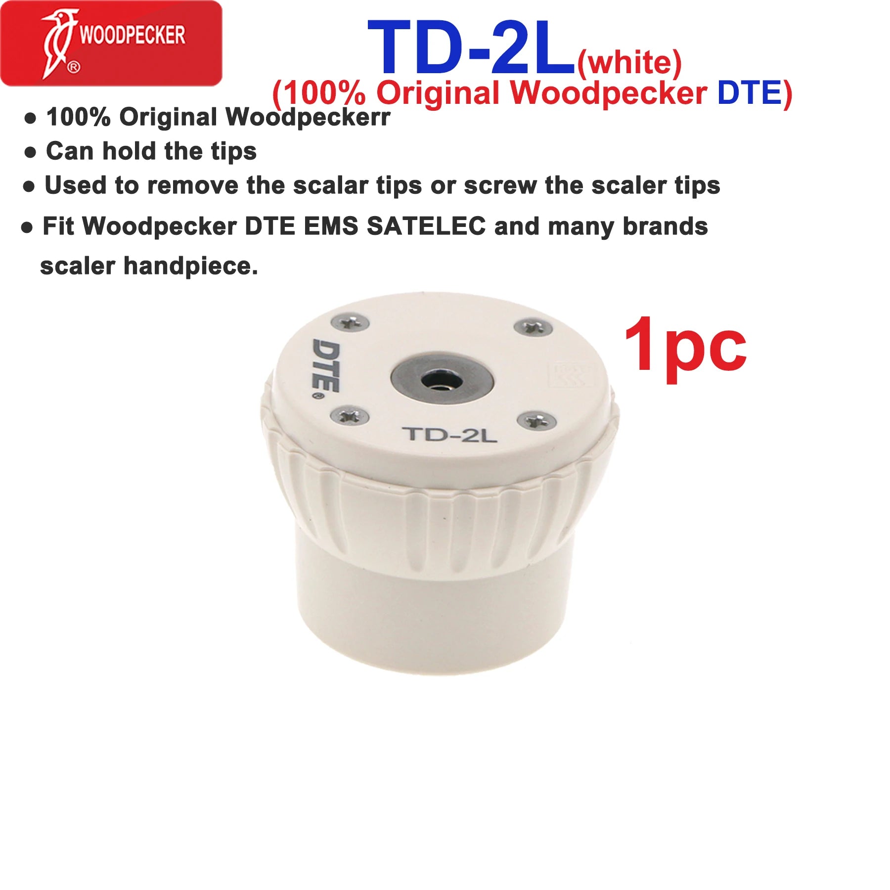 Woodpecker DTE Dental Ultrasonic Scaler Torque Wrench Scaler Tips key TW-1L TW-2L Fit EMS SATELEC NSK Scaler Handpiece TD-2L white 1pc