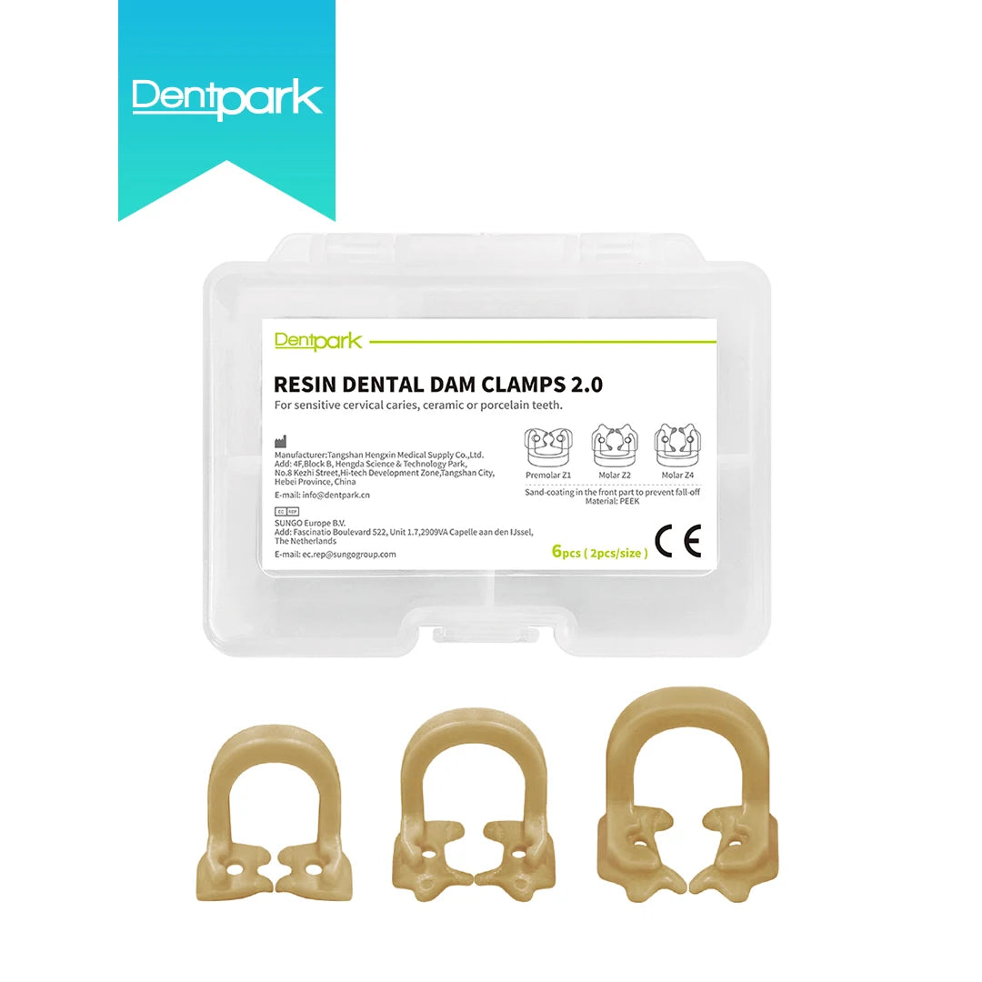 Dentpark 4pcs /6pcs Dental Rubber Dam Clamps Distal-Extension Clip Head with sand Autoclavable 134℃ Moisture Control 6pcs 1 set