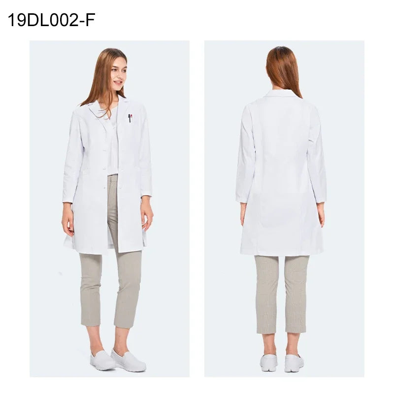 ANNO Anti-Static Lab Uniforms Calvary Twill Fabric Work Out Wear Pharmacy White Coats Doctor Hospital Clinic Gown Out Clothing