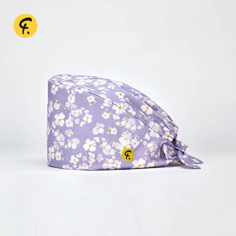 100% Cotton Medical Scrub Caps Women Men Dentist Hospital Doctor Work Surgical Hats Nursing Head Dress Carton Print FRH01-X119