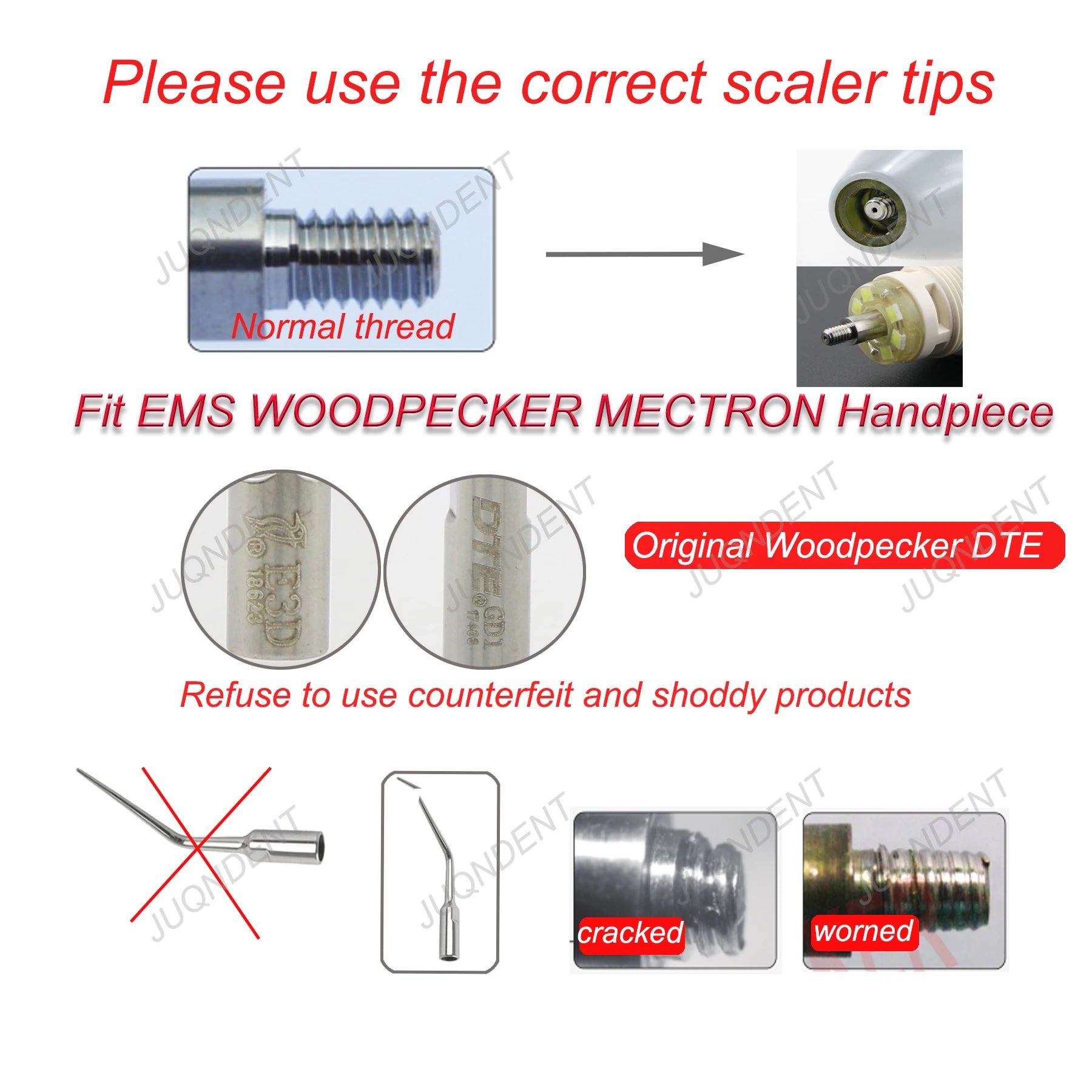 Woodpecker Dental Ultrasonic Scaler Piezo Build In UDS N2/N3 Scaler Tips For Teeth Scaling Endodontics Periodontics Fit EMS