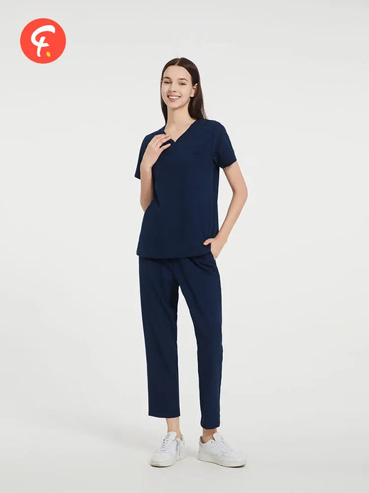 Scrub Set 4 Way Stretch Nursing Uniform Anti-Static Wrinkle Free Women Hospital Nurse Clothes Uniforms 94% polyester 6% Spandex FAS06-Set