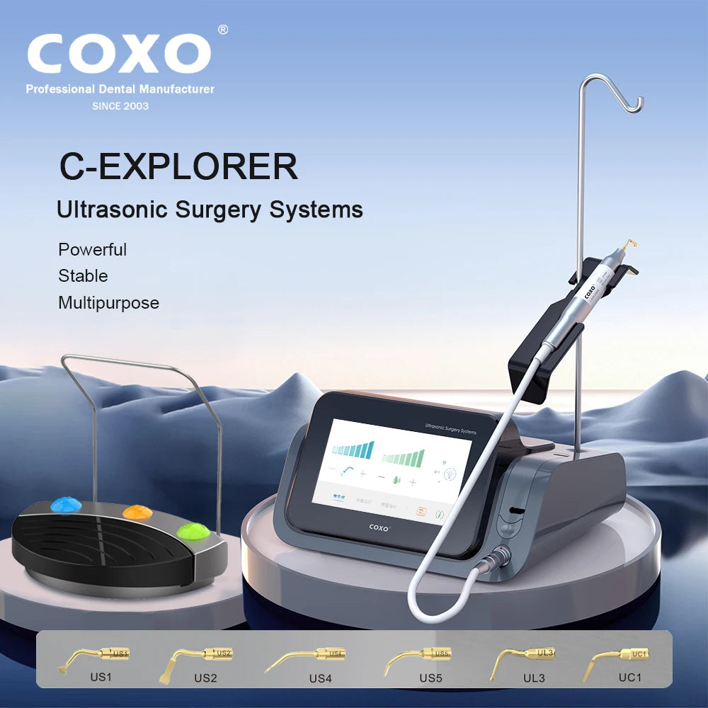 COXO C-Explorer Dental Ultrasonic Surgical System with 7pcs Tips Dental Piezoelectric Bone Cutter Dentistry Tools