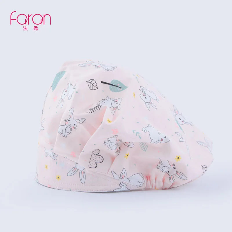 ANNO Cotton Caps Women Hospital Doctor Nurse Work Hats Bouffant Nursing Cap with Sweatband Long Hair Head Wear Chlorine Bleach FRP-01-X038