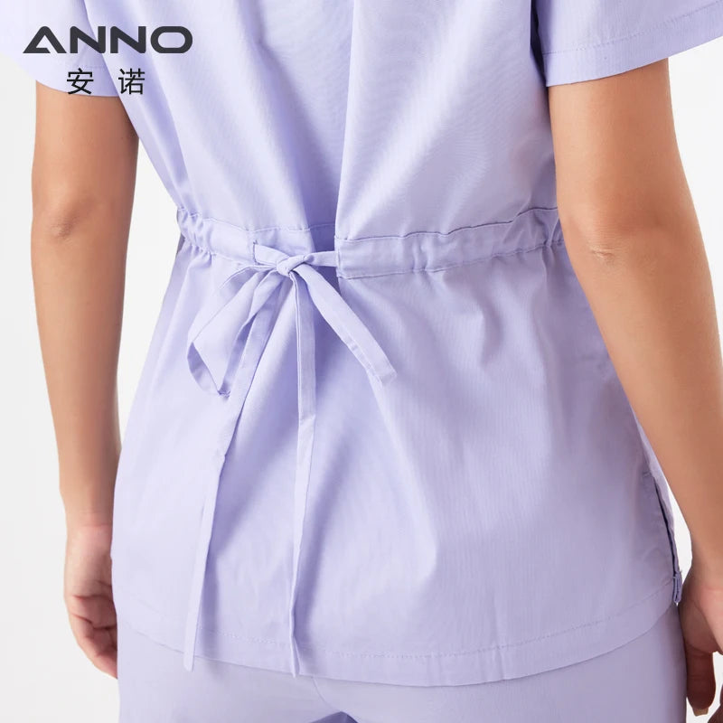 ANNO Adjustable Waist Nurse uniform Women Scrubs Set Nursing Form Dentistry Cloths Hospital Paramedic Clothes