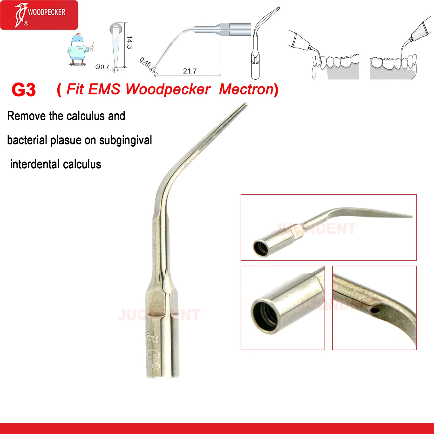 Woodpecker Dental Ultrasonic Scaler Piezo Build In UDS N2/N3 Scaler Tips For Teeth Scaling Endodontics Periodontics Fit EMS G3