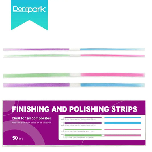 Dentpark 50pcs Dental finishing and Polishing Strips With Central Blank for composite and natural teeth NO grit stripping off
