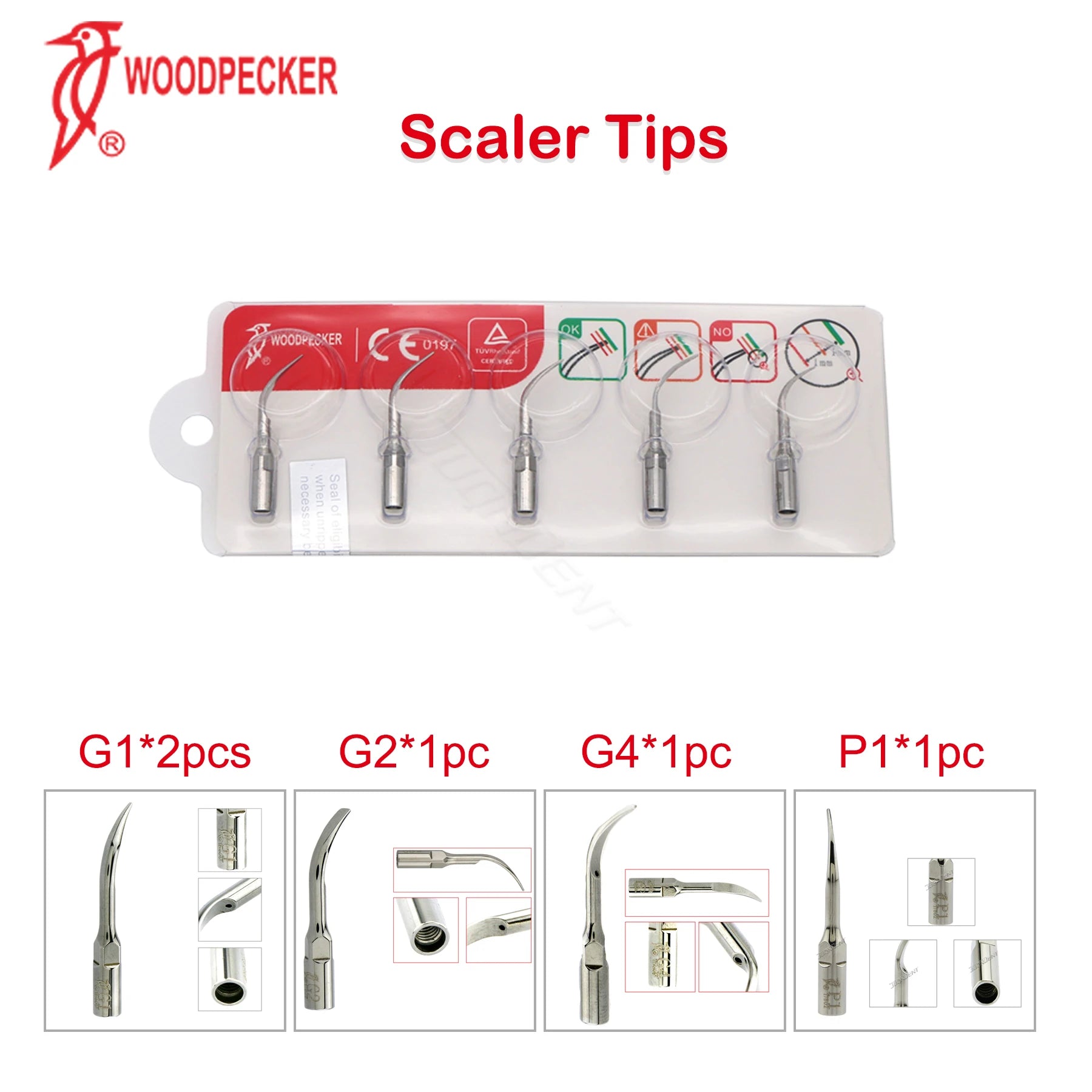 Woodpecker Ultrasonic Scaler Dental Scaler Build In UDS N2 LED Kit With HW-5L Detachable Handpiece Cable Dentistry Unit Fit EMS Scaler Tips Kits