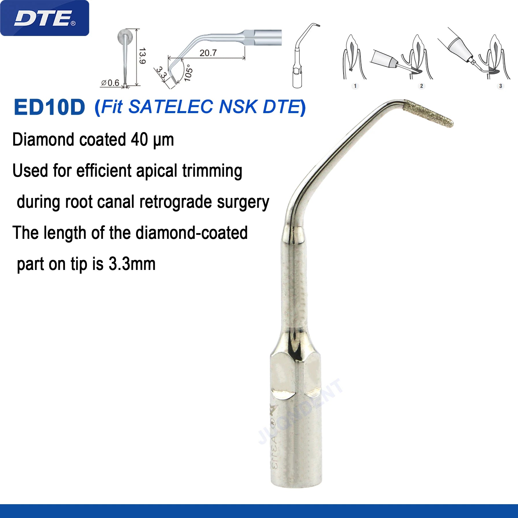 Woodpecker DTE Dental Ultrasonic Scaler Tips Dentistry Ultrasound Scaling Tip Fit EMS SATELEC NSK Dental Products ED10D