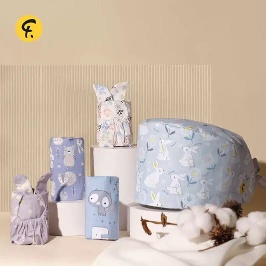 Faran Cotton Scrub Caps Women Men Dentist Hospital Doctor Work Surgical Hats Nursing Head Dress for Men Animal Carton Print