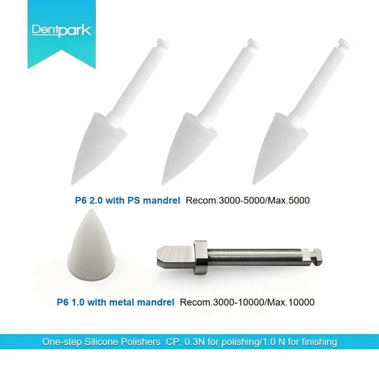 Dentpark 25PCS Dental Composite Resin Polishers P6 One-step Finishing System Points Low-speed Tool with PS or Metal RA Mandrel