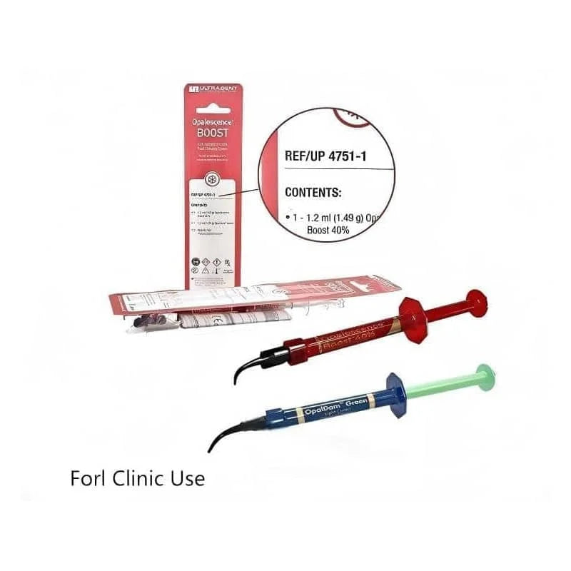 Ultradent Boost Teeth Whitening Kit: Whitening Gel + Green Light-Cured Gingival Barrier (1.2mL/syringe, with Applicator Tip) Whitening Kit 1set