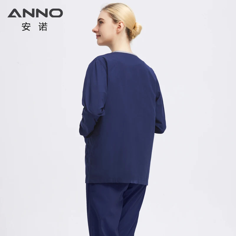 Long Sleeves Scrubs Jackets Pretty Outfit Soft Nurse Out Coat Doctor Hospital Nursing Staff Uniforms Autumn Winter Work Wear