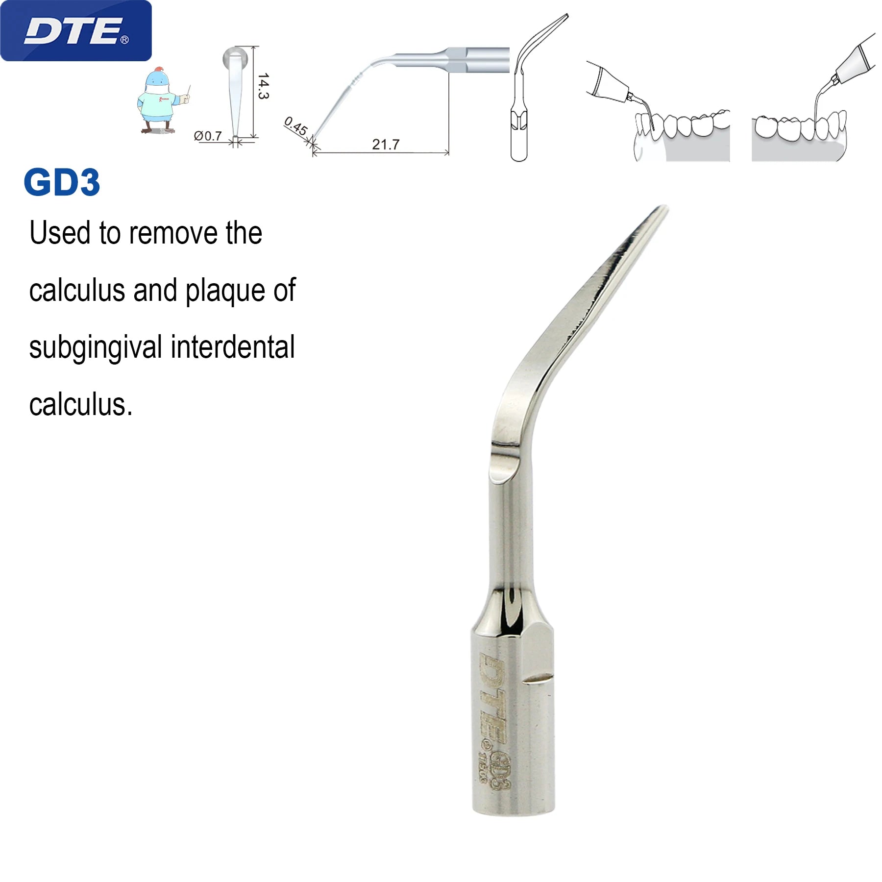 Dental Ultrasonic Scaler Tips Dentistry Instrument Scaling Tip Medical Accessories Fit EMS NSK SATELEC Scaler Handpiece GD3