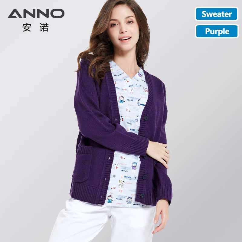 ANNO Long Sleeves Cotton Sweater Winter Hospital Equipment Unisex Work Wear Clothing Keep Warm Shirt Nursing Accessories Zi-Sweaters