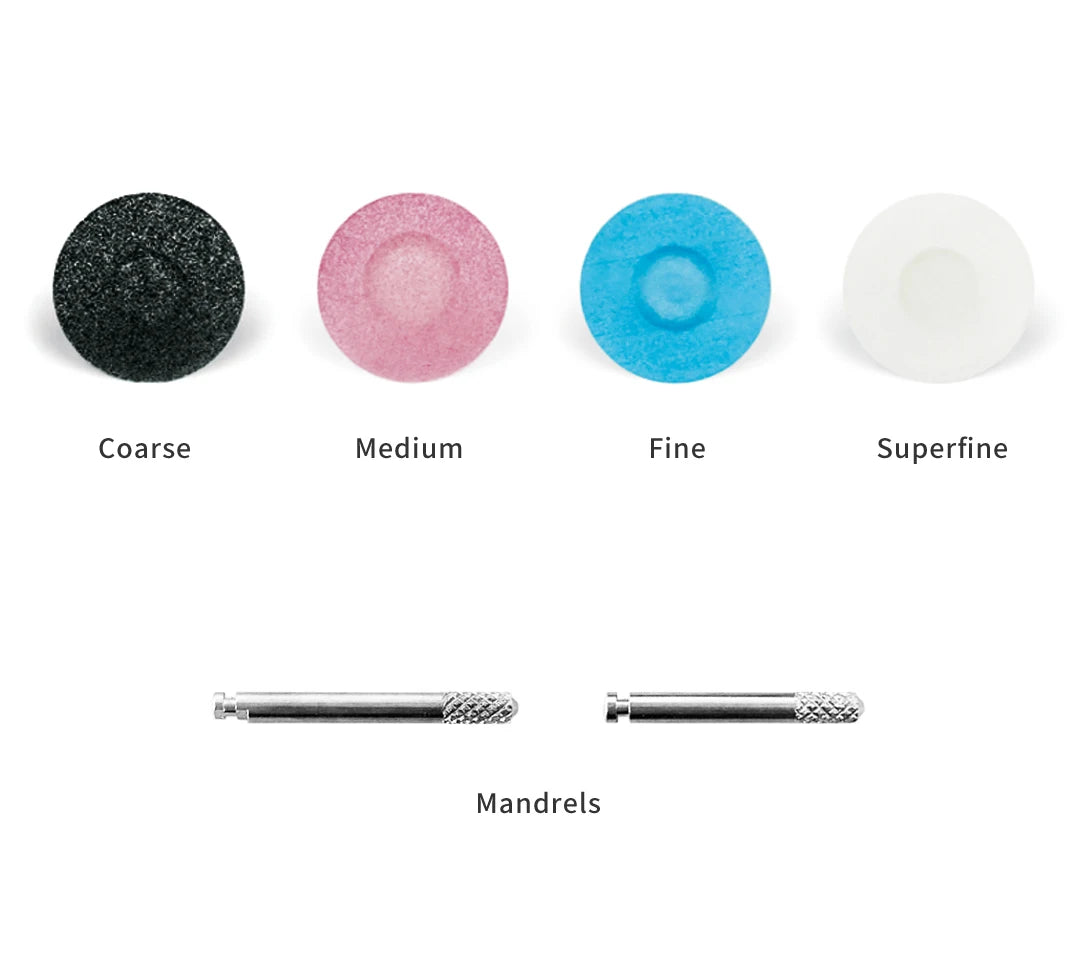 Dentpark 40/100pcs Dental Stem Finishing Polishing Discs kit P12 with Mandrel Double or single sided Sand Dentistry Material