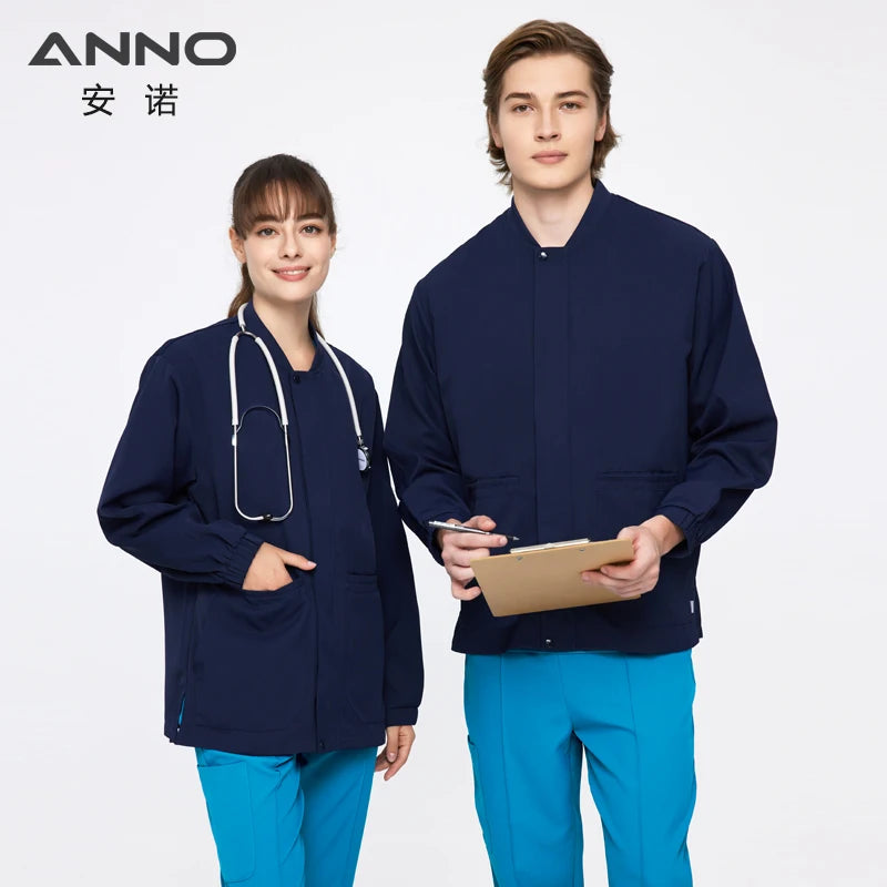 Anti-static Scrubs Jackets Antibacte Thermal Fabric Outfit Out Coats Doctor Hospital Nurse Uniforms Autumn Winter Over coats Navy Blue-Jackets