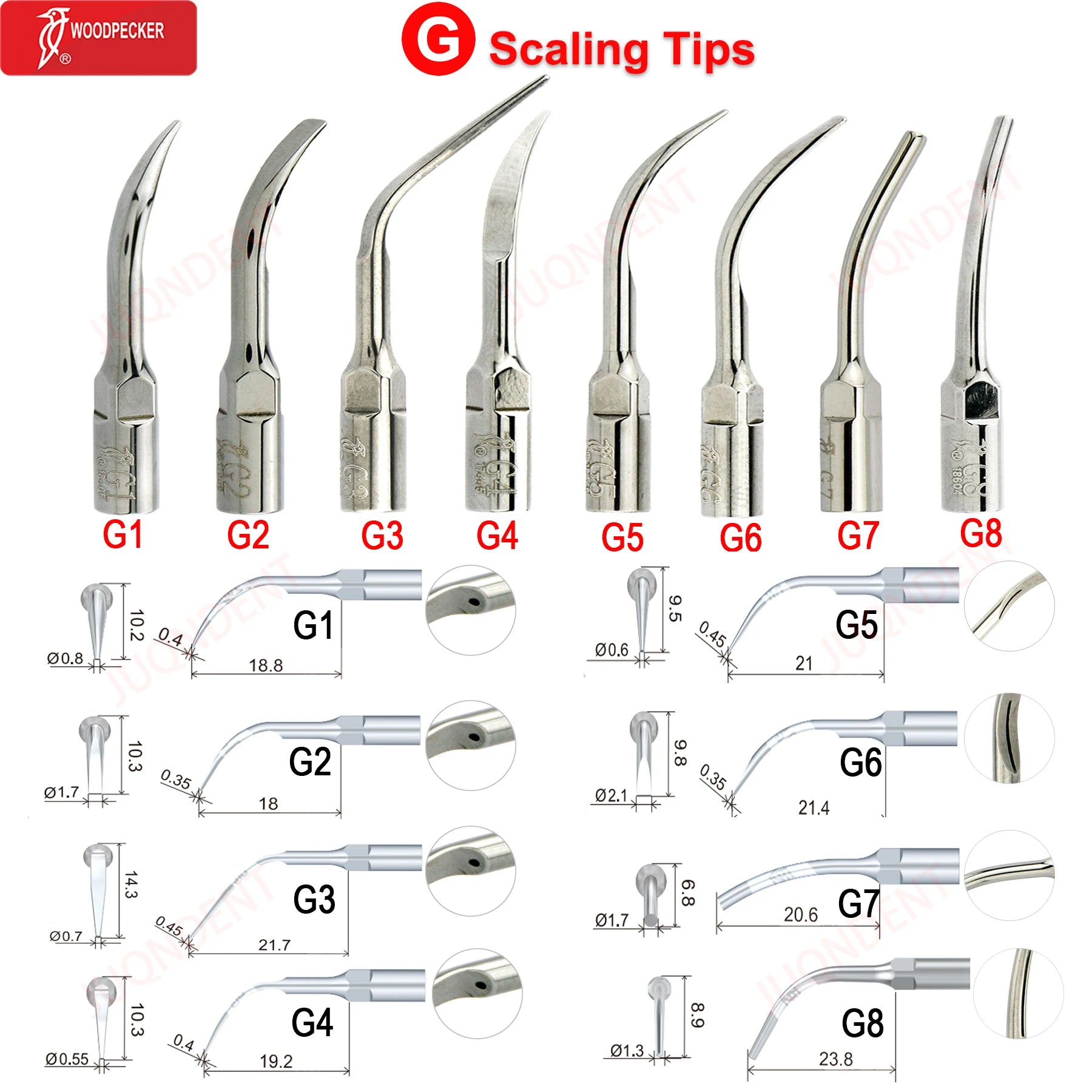 Woodpecker Dental Ultrasonic Scaler Piezo Build In UDS N2/N3 Scaler Tips For Teeth Scaling Endodontics Periodontics Fit EMS