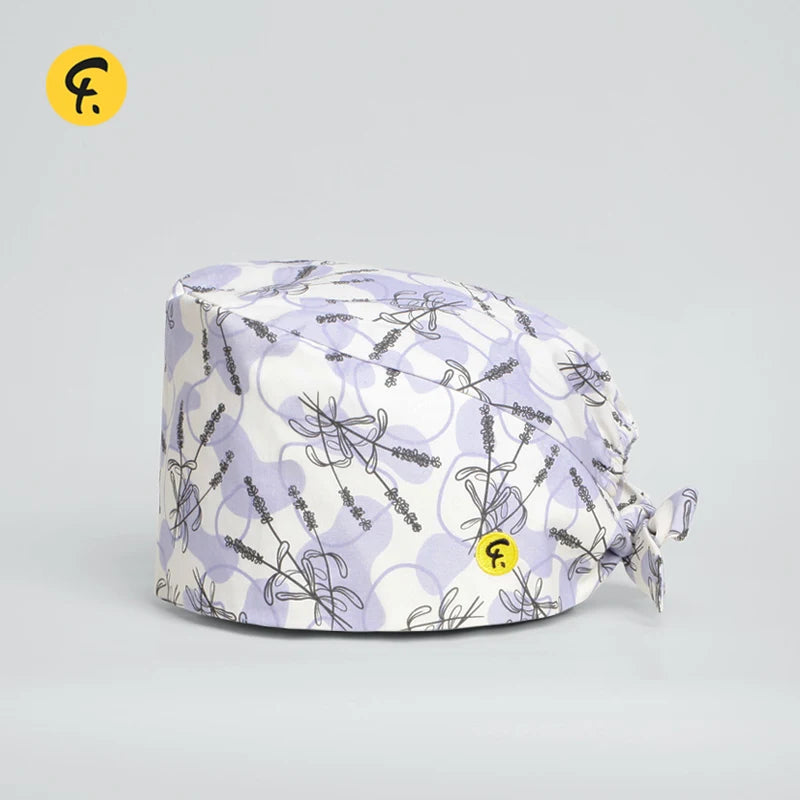 100% Cotton Scrub Caps Wth Sweatband Unisex Dentist Hospital Doctor Work Surgical Hats Man Women Carton Print Nursing Head Dress FRH01-X141