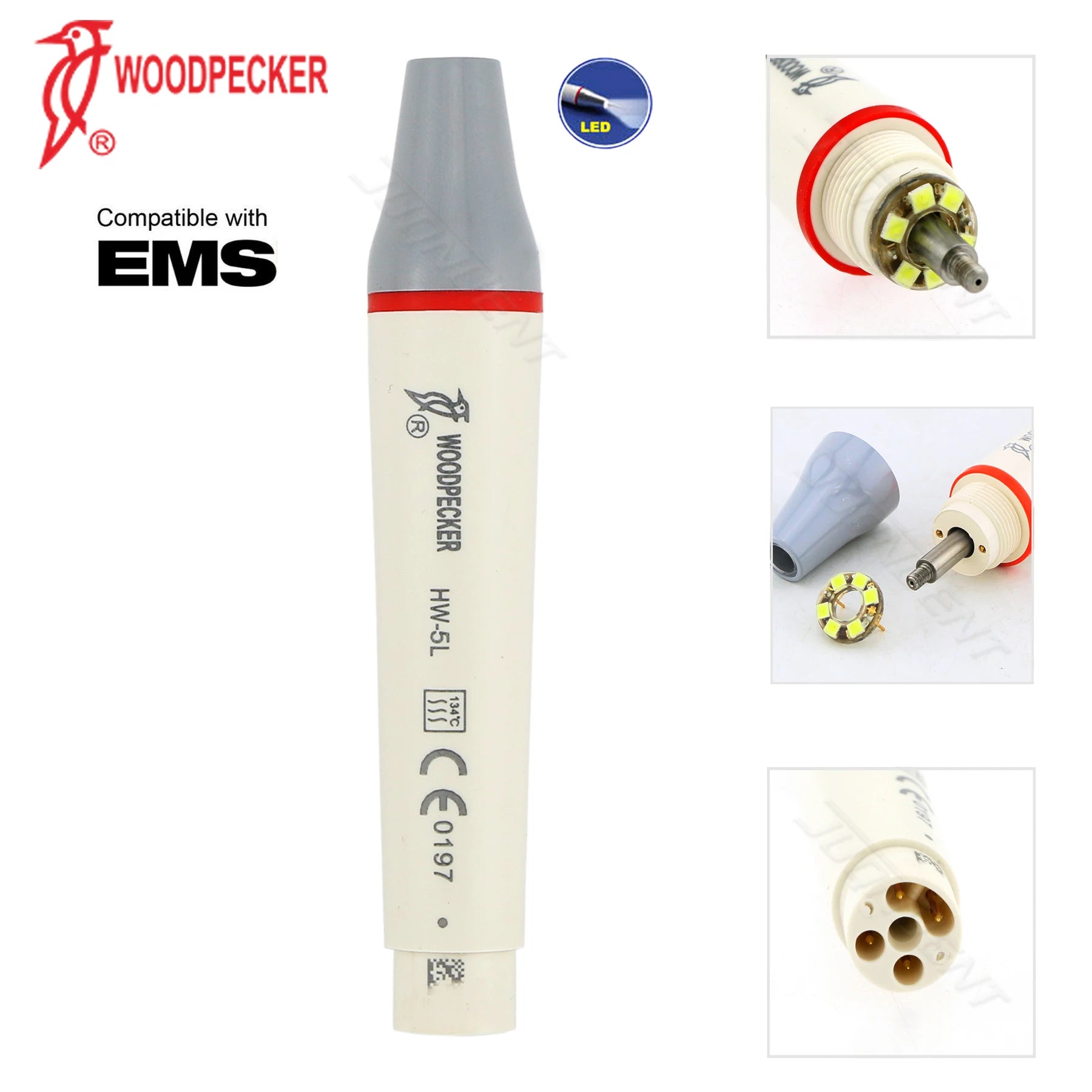 Woodpecker Ultrasonic Scaler Dental Scaler Build In UDS N2 LED Kit With HW-5L Detachable Handpiece Cable Dentistry Unit Fit EMS HW-5L Handpiece