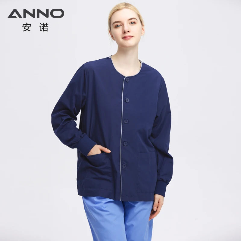 Long Sleeves Scrubs Jackets Pretty Outfit Soft Nurse Out Coat Doctor Hospital Nursing Staff Uniforms Autumn Winter Work Wear HeiLan-Out Coats