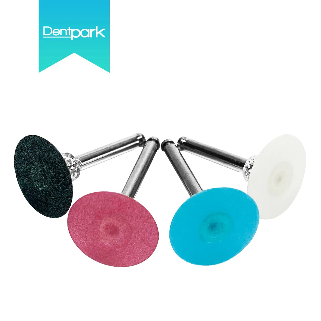 Dentpark 40/100pcs Dental Stem Finishing Polishing Discs kit P12 with Mandrel Double or single sided Sand Dentistry Material