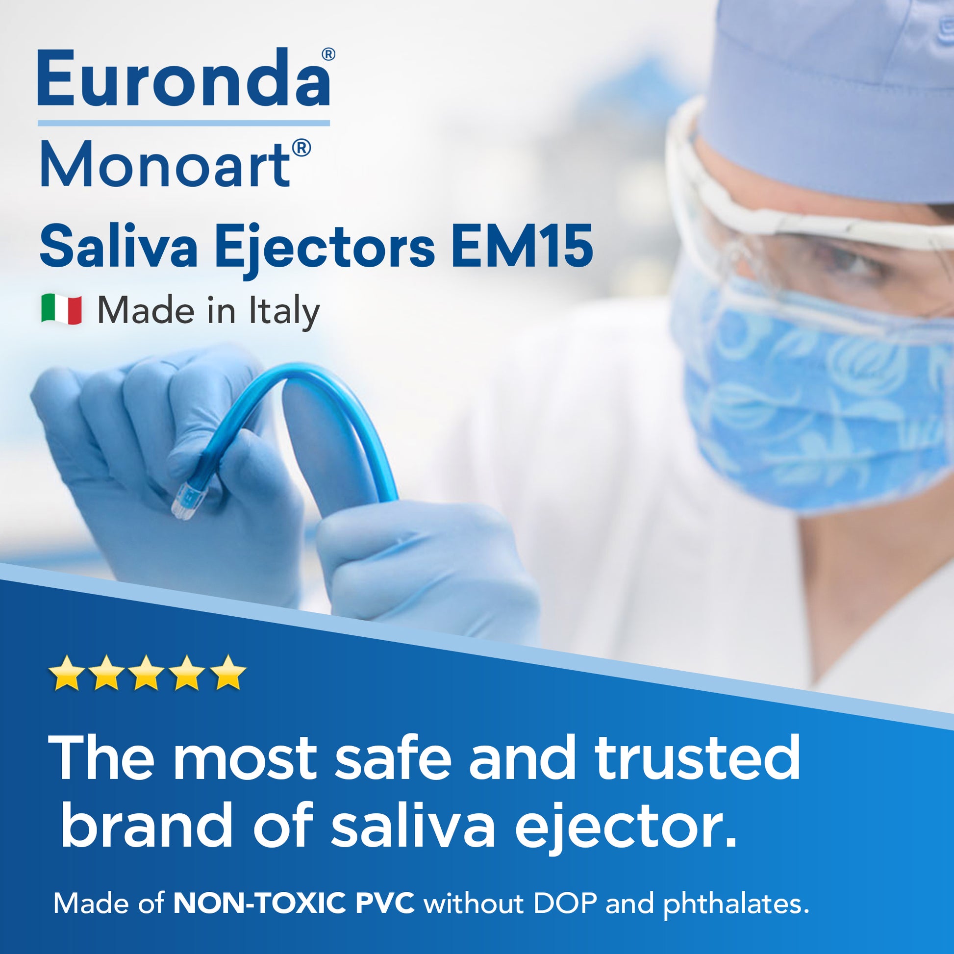 Saliva Ejector | Euronda Monoart (3 PACKS BUNDLE PROMO) – Made in Italy | Non-toxic PVC, Phthalate-free (PROS APAC Dental)