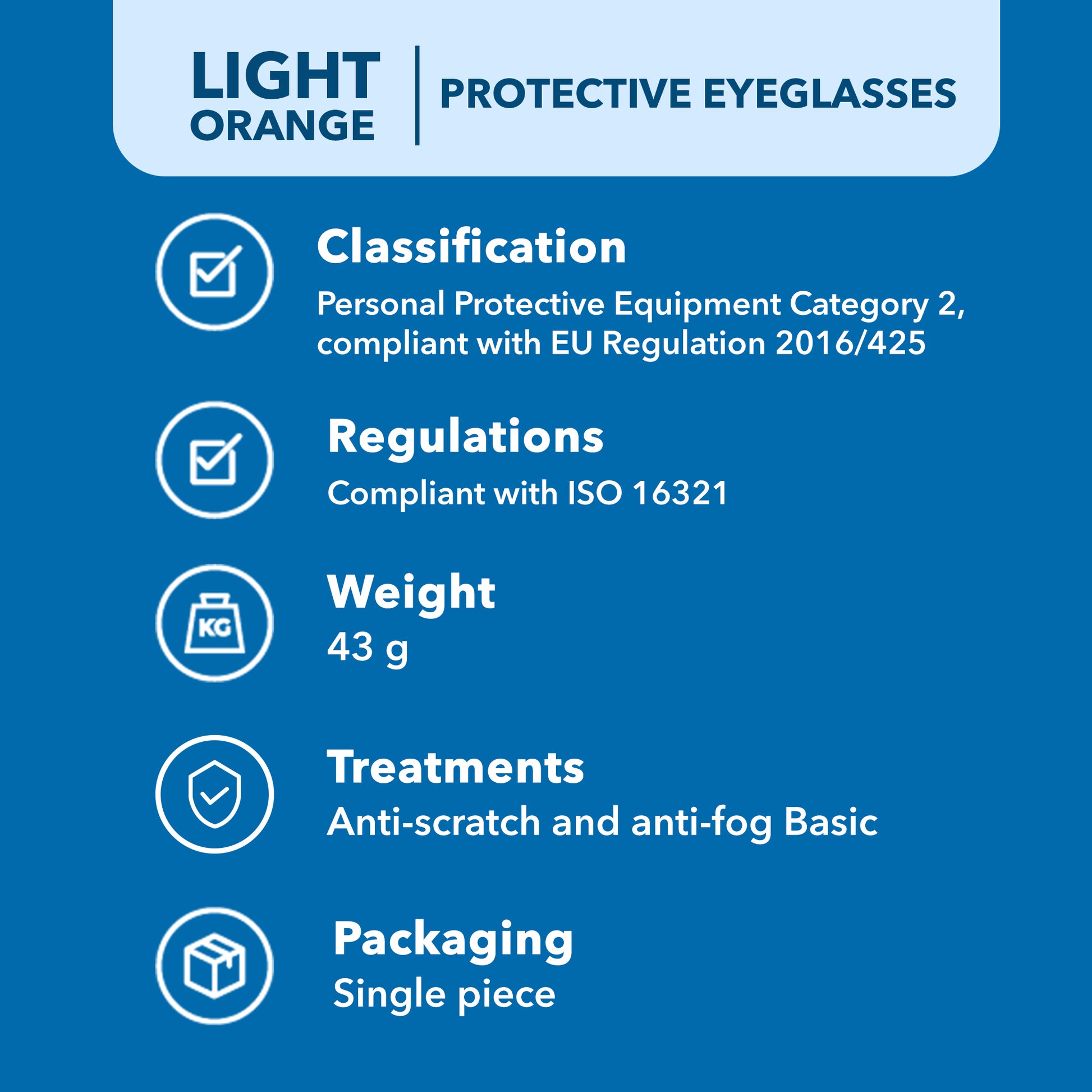 Light Orange Protective Over-Eyeglasses | UV400 & Blue Light Protection | Anti-Fog & Anti-Scratch Safety Eyewear | Euronda Monoart